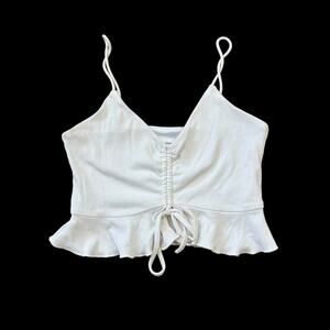 Lovers And Friends White Ruffled Sleeveless Tank Top Women’s XS Coastal Cowgirl